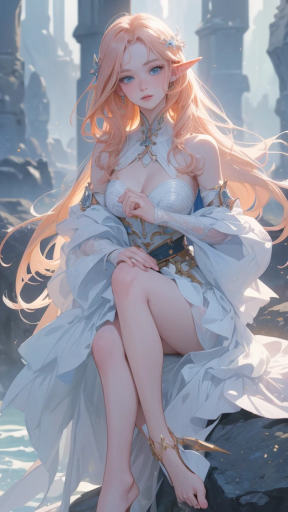 work of art, mythical effects, best resolution, ultra epic details, No defects, best result. better rendering, hair orange,
(( rosto angelical)), ( BEAUTIFUL ELF ), ( blue eyes ), pale skin, blushed face, bare feet, wearing medieval clothing, Nature in the background, gazing at viewer, determination position, ( serious expression), sculptural body, (( ultra detailed feet and hands )), ((( Ultra well detailed and rendered face ))).