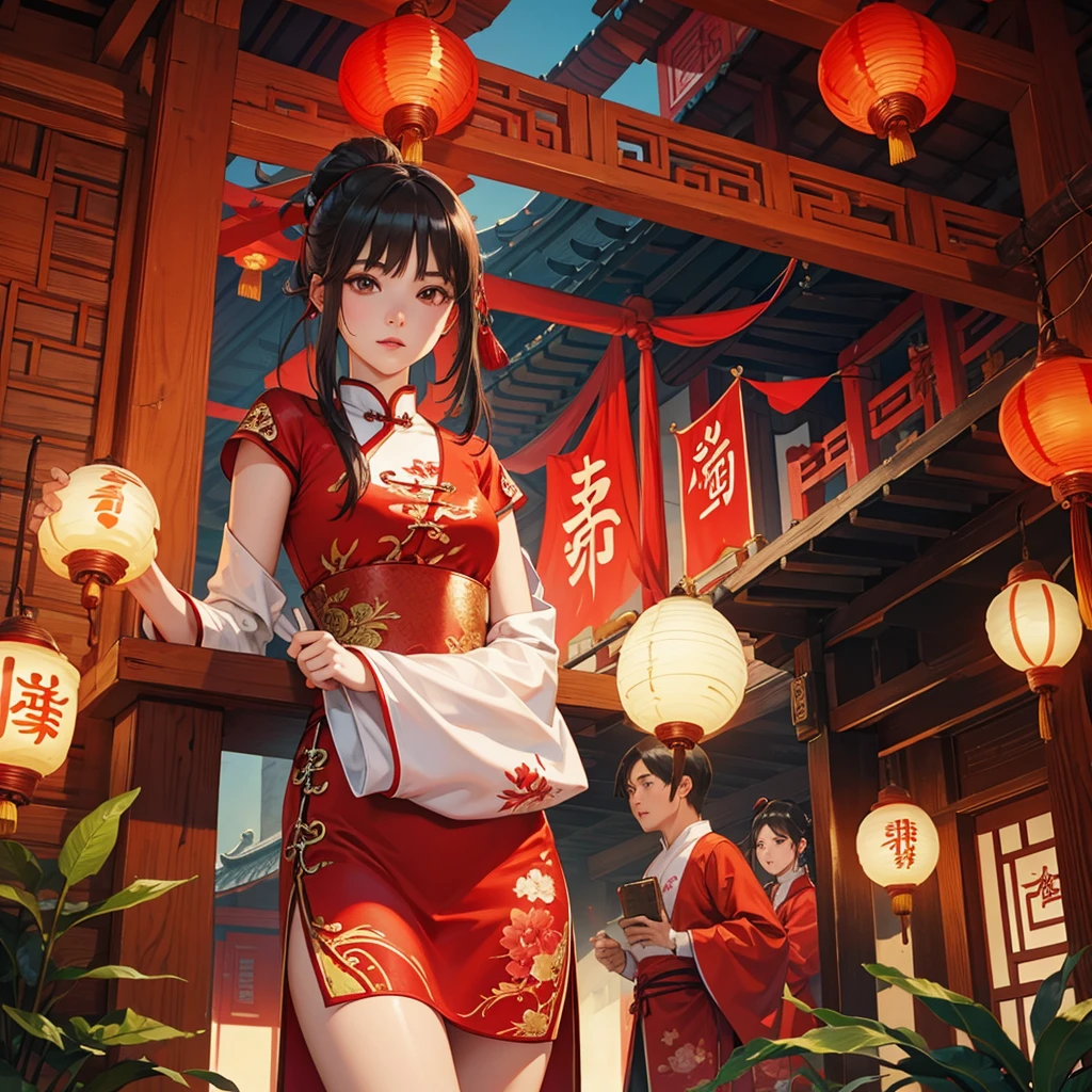 swallow，Chinese Lantern，Chinese style，Chinese style，Mainly red，Supplement，