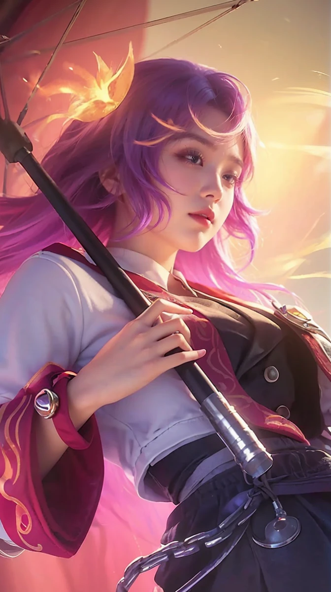 8K, Best Quality, Masterpiece, Ultra Resolution, (Realistic: 1.4), Original Photo, (Realistic Skin Texture: 1.3), (Film Grain: 1.3), (Selfie Angle), Portrait 1 Girl, Eyes Closed, Long Hair, Purple Hair, Beautiful Big Eyes and Face Detail, Masterpiece, Best Quality, Close Up