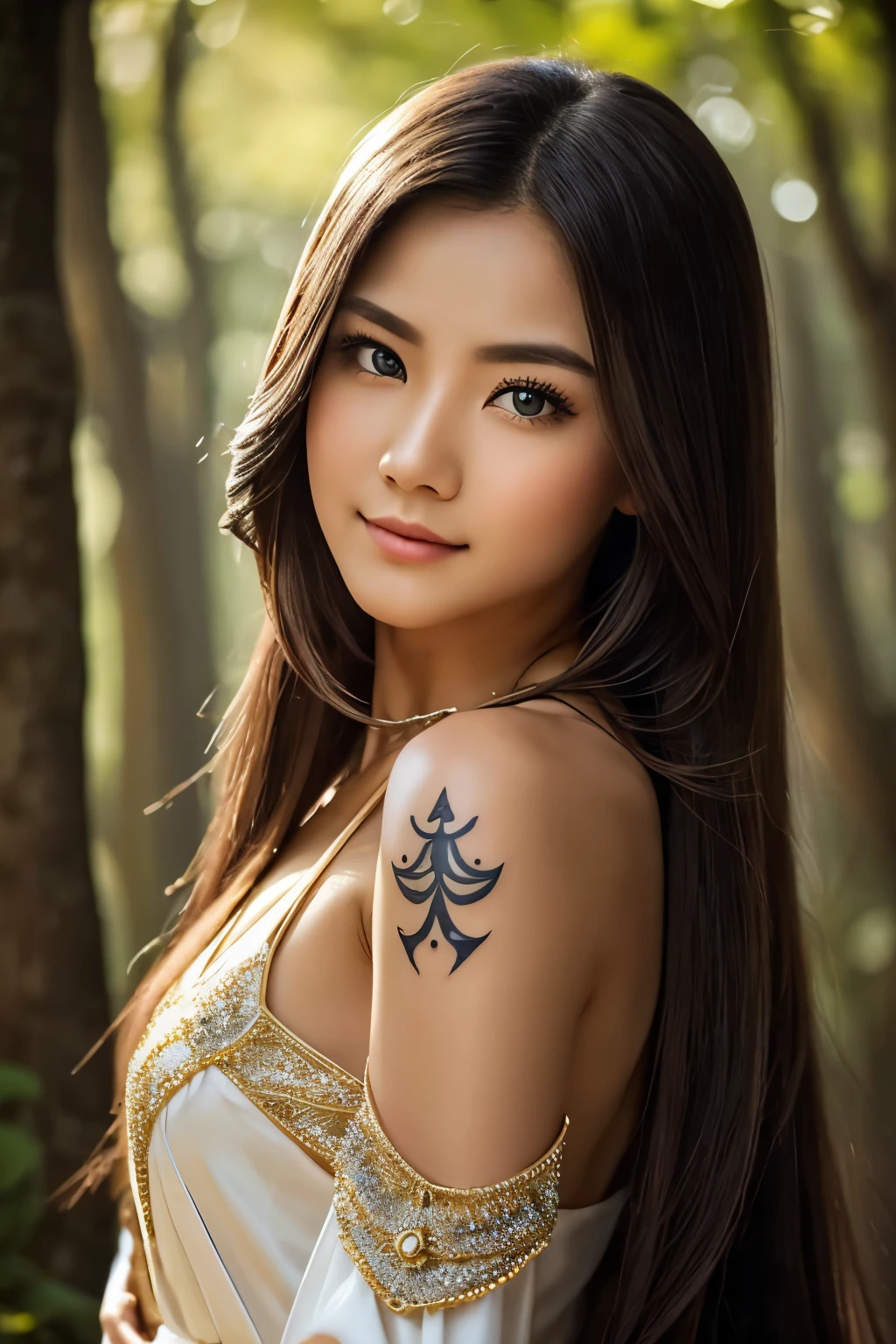 Deep eyes：Possessing deep eyes that can see into people&#39;s hearts。
Handsome face：Handsome face，Often with a sense of mystery。
Flowing long hair：Long hair like a waterfall，Flying in the wind，Add some fairy spirit。
Stand tall：Tall and tall，Steady and powerful steps。
Gorgeous clothing：Wearing a gorgeous battle robe or long gown，Assert identity。
Muscle lines：Muscle lines分明，Show the beauty of strength。
Skin radiance：Smooth skin，Exudes a healthy glow。
Mystery tattoo：May have mysterious runes or totem tattoos on the body。
Wearing treasures：Wearing a necklace that increases strength、Ring or wristband。
Firm eyes：The look in his eyes revealed perseverance and determination。
Extraordinary temperament：The extraordinary temperament is revealed in every gesture。
The heroic spirit between the eyebrows：There is a heroic spirit between his eyebrows，Impressive。
Smile：Even in difficult times，There is always a confident smile on the corner of his mouth。
Lightweight：Light movements，As agile as a civet cat。
A leisurely pace：Even in battle，The pace is still unhurried
