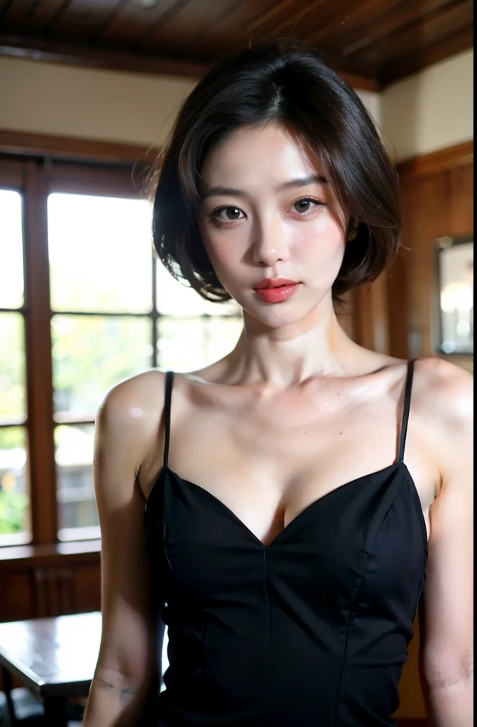 ((Highest quality)), ((masterpiece)), (detailed), One woman, 40s,Beauty,Upper Body,Real,Normal housewife's clothes,Japanese,Wearing clothes,Straight Hair,Mature Woman