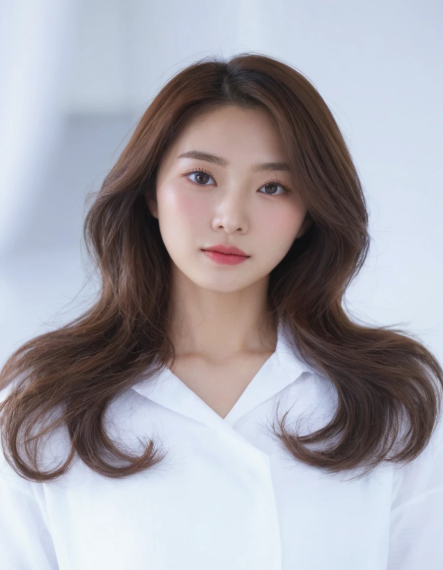 Best Quality, 8k, Masterpiece, (Portrait: 1.3), (photo realistic:1.4), (hyper realistic:1.4), Sharp Focus, looking at viewer, (smoother lighting:1.1), (increase cinematic lighting quality:0.9), realistic lighting, backlighting, light on face, ray trace, (brightening light:1.2), (Increase quality:1.4), sharp detail, (best quality real texture skin:1.4), finely detailed eyes, black_eyes, finely detailed face, 25 year old Korean woman