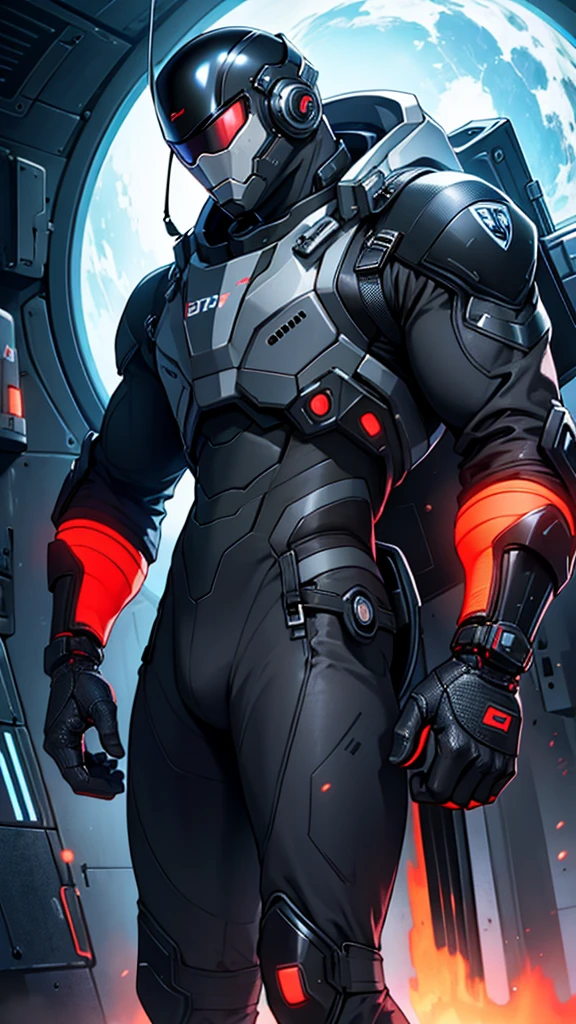 Scfi cybernetic carbon fiber black combat spacesuit