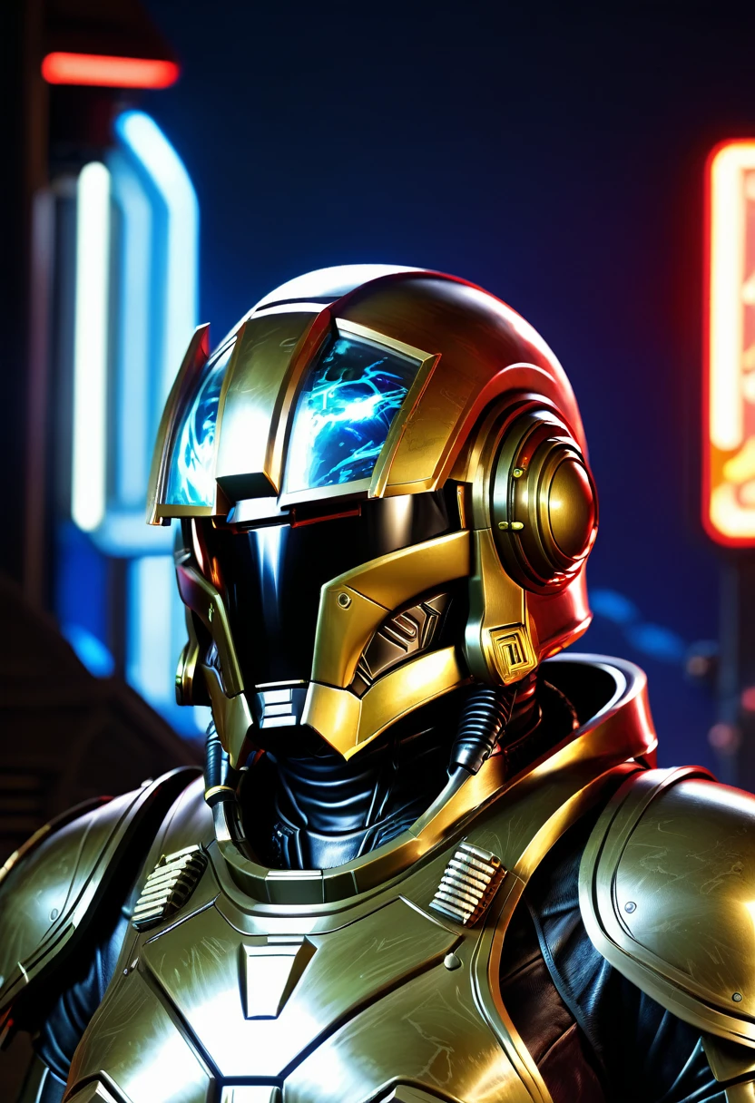 Infernoland, Break It Off, Dieselpunk space, Bad Night, Space Background, Human Jaw, Mouth, Half Helmet, Visor, Bust, Concept Art, Samurai Helmet, Kabuto, Rhino Beetle, Iron Man, Darth Revan, Storm Trooper, Helmet, Dredd, Karl Urban, Profile, High Detail, 2D art, Artstation, Neon lights, Sci-fi, Space suit, Luis Nieves Sr, Makoto Kano, Metroid