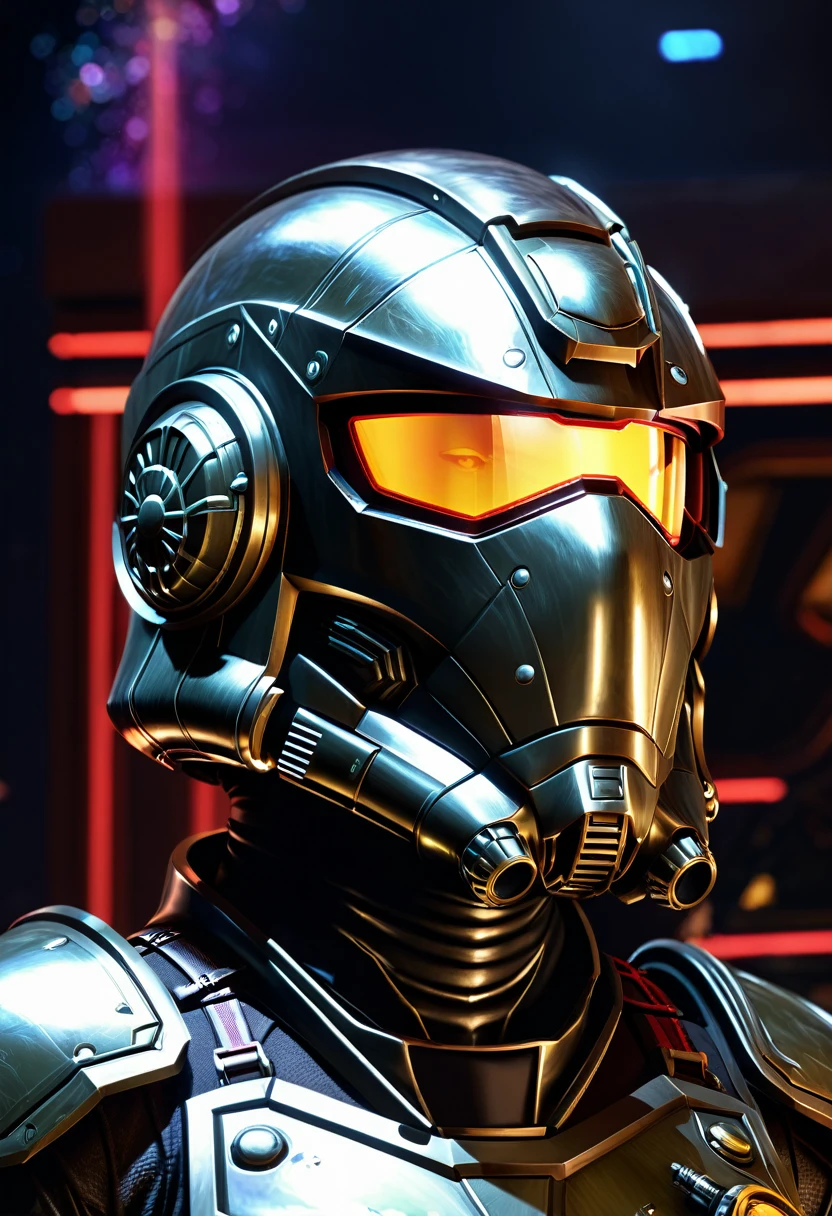 Infernoland, Break It Off, Dieselpunk space, Bad Night, Space Background, Human Jaw, Mouth, Half Helmet, Visor, Bust, Concept Art, Samurai Helmet, Kabuto, Rhino Beetle, Iron Man, Darth Revan, Storm Trooper, Helmet, Dredd, Karl Urban, Profile, High Detail, 2D art, Artstation, Neon lights, Sci-fi, Space suit, Luis Nieves Sr, Makoto Kano, Metroid