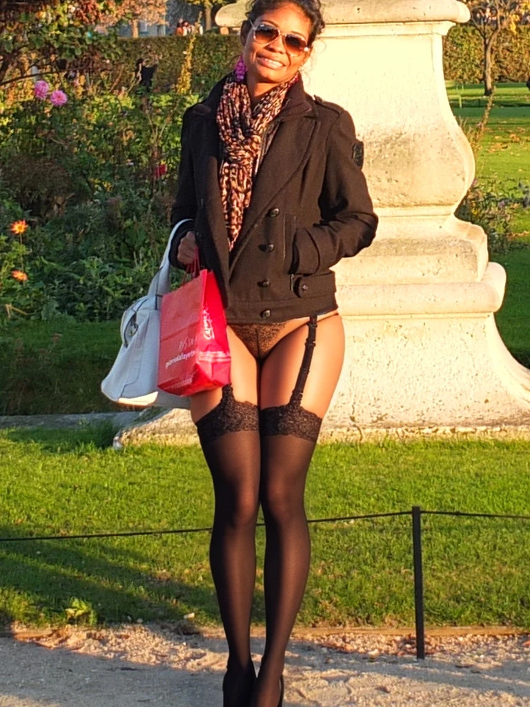 afro nude, colored stockings, lace garter, colored stilettos, blue, colorful, photo