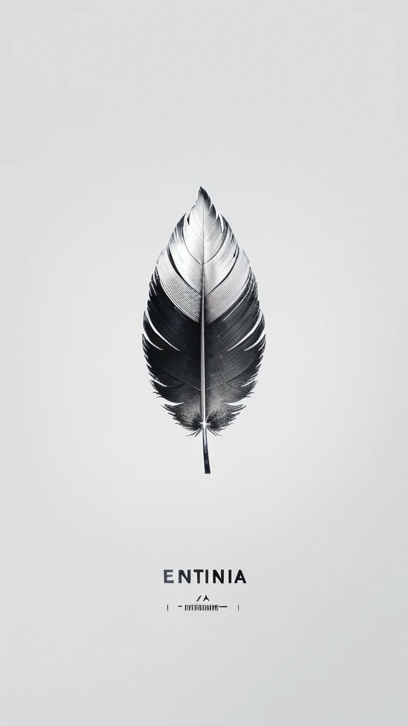 A minimal, modern, simple, cinematic logo design for the brand “Penamemoria". Create a modern, minimalistic, high-quality, logo of a Feather-Boy