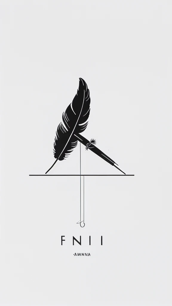 A minimal, modern, simple, cinematic logo design for the brand “Penamemoria". Create a modern, minimalistic, high-quality, logo of a feather-bird