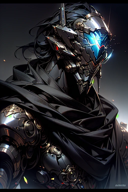 a highly detailed portrait of a male assassin, futuristic full-face helmet, glowing visor, sleek cyberpunk-style armor, dark moody atmosphere, dramatic lighting, cinematic composition, hyper-realistic, dark gritty, moody dramatic, dystopian neo-noir, intricate details, intricate design, mechanical industrial, advanced technology, complex patterns, (best quality,4k,8k,highres,masterpiece:1.2),ultra-detailed,(realistic,photorealistic,photo-realistic:1.37)