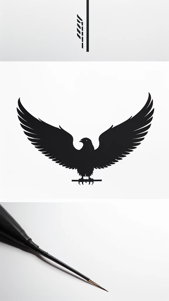 A minimal, modern, simple, cinematic logo design for the brand “Penamemoria". Create a modern, minimalistic, high-quality, logo of a feather-bird