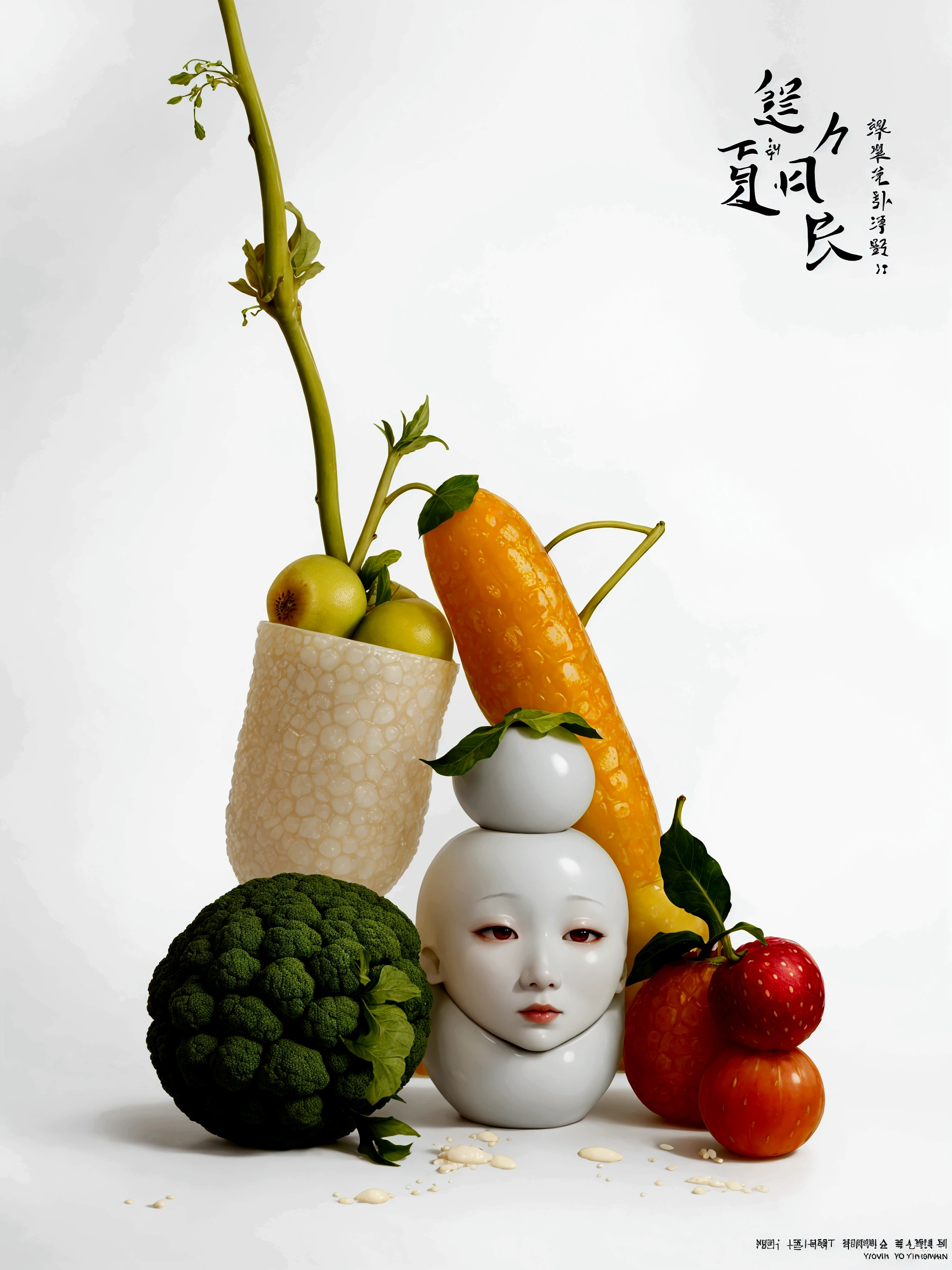 vegetable, 1 Japanese radish, ((daikon)), comic style, clean background,