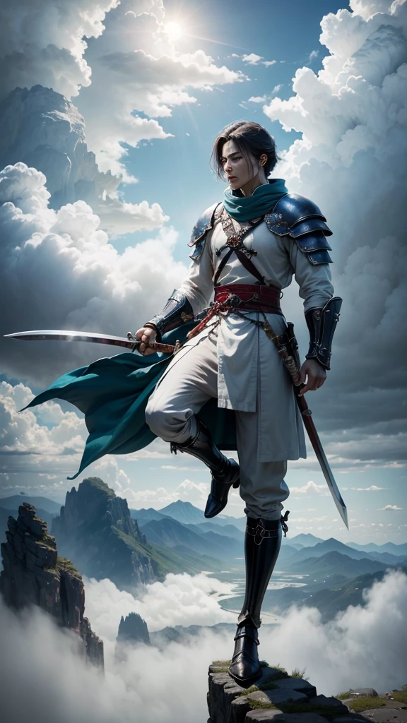 Immortal Sect,Clouds and mountains are foggy,A swordsman stood proudly in the air。