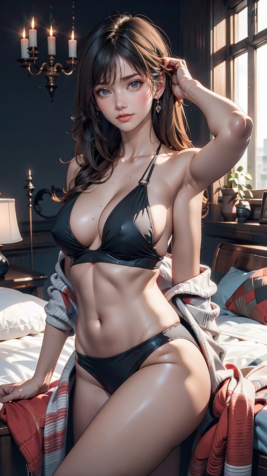 Photography in the studio、Posing in front of the horizon、Sexy proportions、24-year-old female、High leg swimsuit、Chest、smile