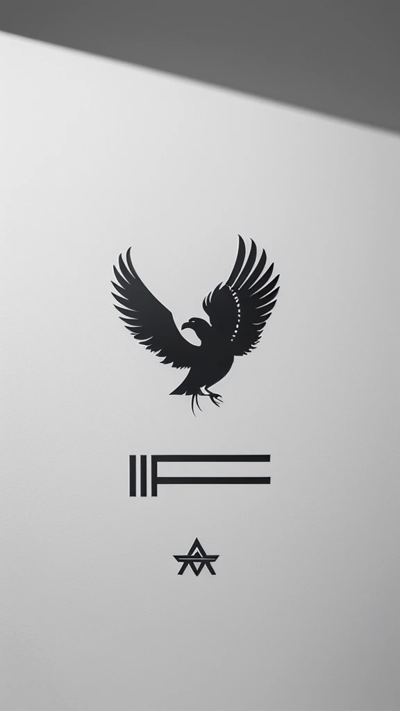 A minimal, modern, simple, cinematic logo design for the brand “Penamemoria". Create a modern, minimalistic, high-quality, logo of a feather-bird