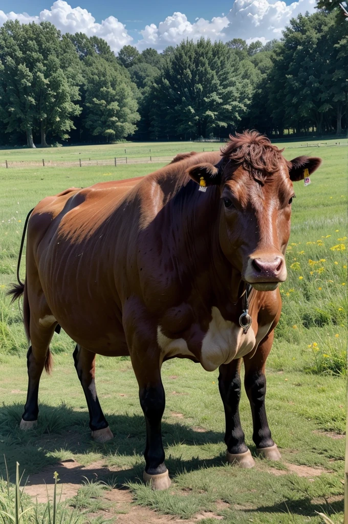 red cow in the pasture, 4K