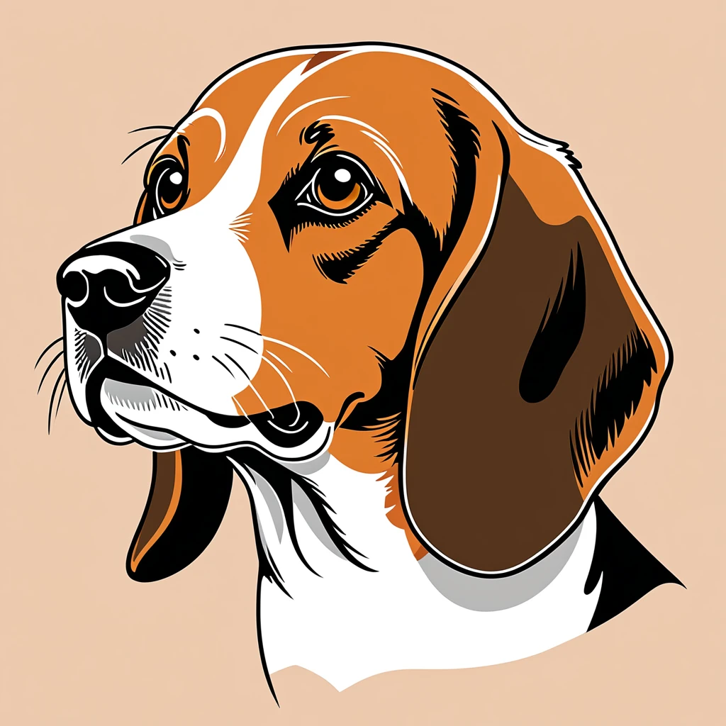 cute beagle, illustration, vector graphics, strong contours
