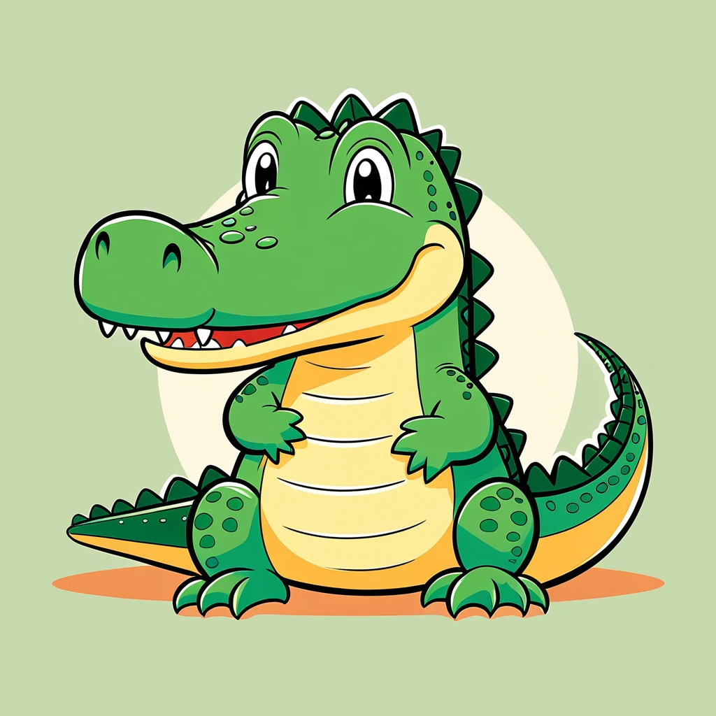 cute crocodile, illustration, vector graphics, strong contours