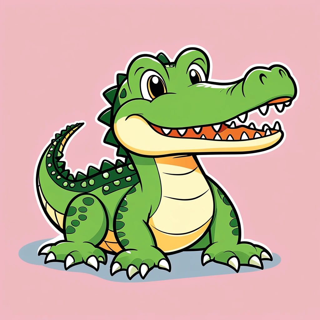 cute crocodile, illustration, vector graphics, strong contours