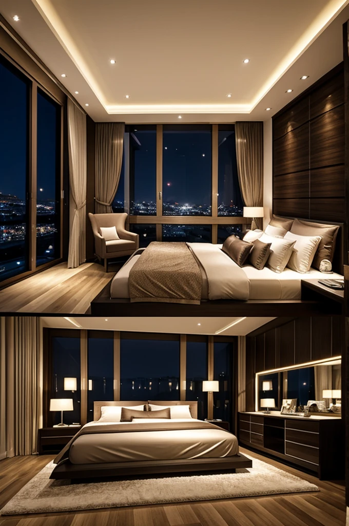 Elegant bedroom at night