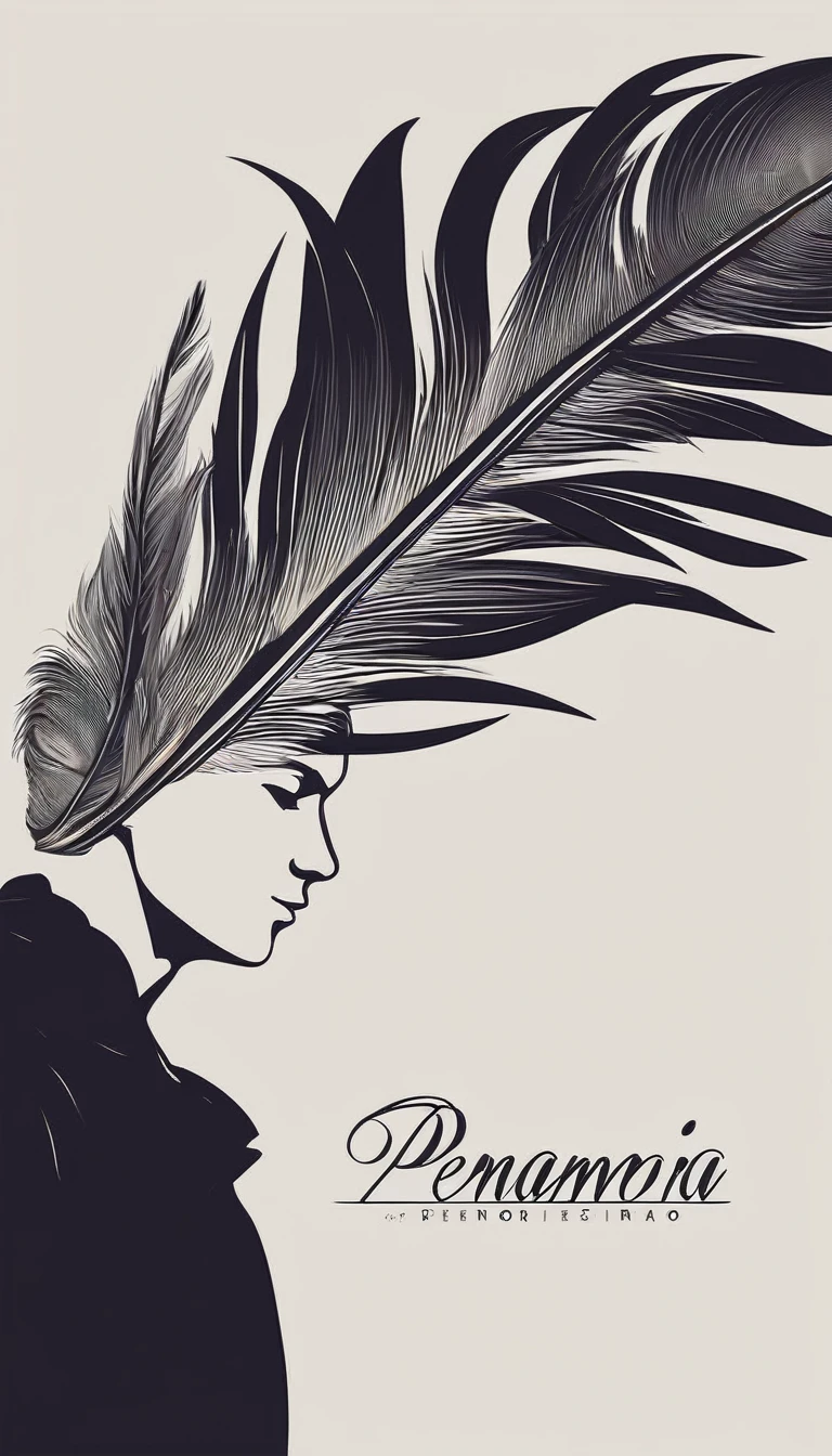 Create a minimal, modern, simple, inspirational, memorable, dream like logo design of a boy and a feather for the brand “Penamemoria".
