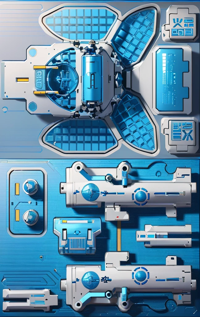 Mecha parts, highly detailed panel cuts, Spacesuit cartoon，Space car cartoon,  融合Mecha parts, highly detailed panel cuts,Plan of a small space station with computers, parts and components, 融合Mecha parts, simple Bionic explosion diagram, Very detailed schematic, Highly detailed toys, cyborg parts and components, Mecha details, Clean lines and flat colors, Mecha parts, Mechanical body, Bionic explosion diagram, Realistic shadow parts, Mechanical parts details