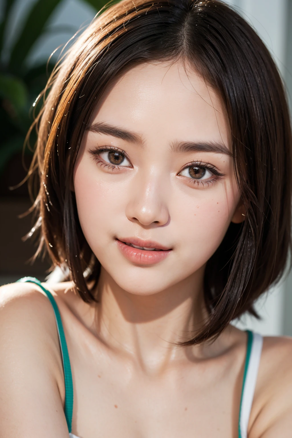 (Sillamäe:1.5), close up, masterpiece, best quality, raw photo, photorealistic, face, incredibly absurdres, beautiful girl (Thai Mix), seductive smile, cute, short hair, depth of field, highres, ultra-detailed, finely detail, extremely detailed, extremely detailed eyes and face, sharp pupils, realistic pupils, sharp focus, ccinematic lighting
