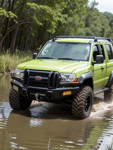 Off-road vehicle running in a swamp