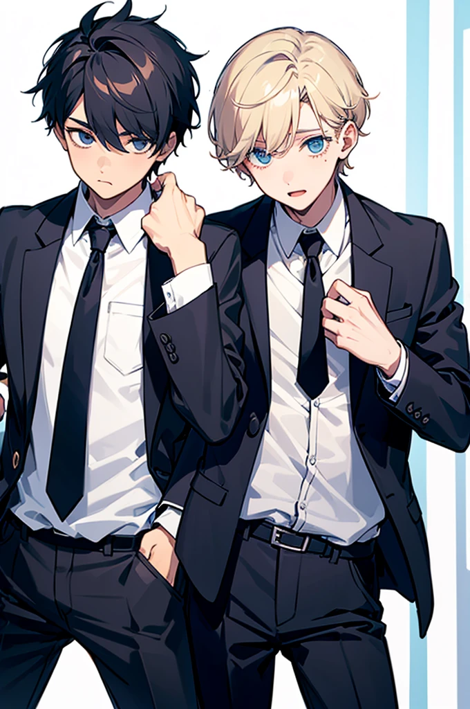  jacket, tie, two boys(cute boy and cool boy), 