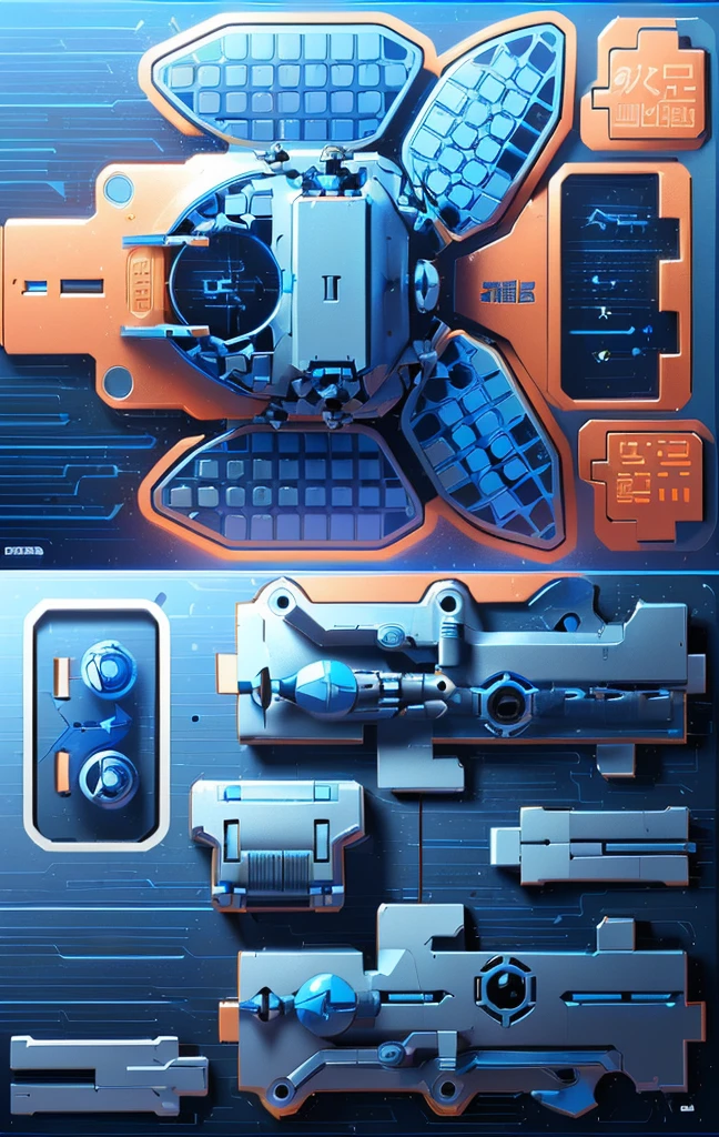 Mecha parts, highly detailed panel cuts, Spacesuit cartoon，Space car cartoon,  融合Mecha parts, highly detailed panel cuts,Plan of a small space station with computers, parts and components, 融合Mecha parts, simple Bionic explosion diagram, Very detailed schematic, Highly detailed toys, cyborg parts and components, Mecha details, Clean lines and flat colors, Mecha parts, Mechanical body, Bionic explosion diagram, Realistic shadow parts, Mechanical parts details