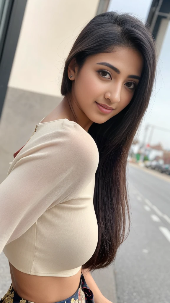 ((RAW, analog style)), face, extremely detailed full body color photo of a 25 y.o girl, beautiful face, beautiful eyes, ((small nose)), big natural lips, ((fabric crop top)), medium breasts, slim body, outdoor, trees, ((film grain, skin details, high detailed skin texture, 8k hdr, dslr)), indian female model yami gautami, close-up picture of yami gautmi, floral dress. Sexy figure, hot looks, long curly hair