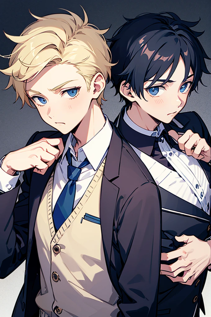 jacket, tie, two boys(cute boy and cool boy),