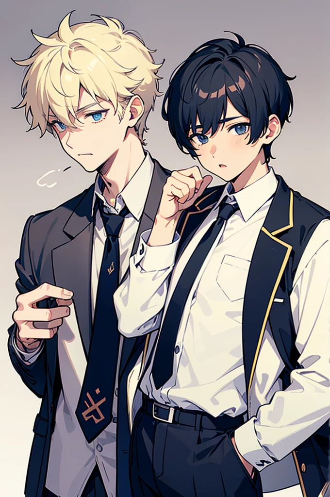 jacket, tie, two boys(cute boy and cool boy),