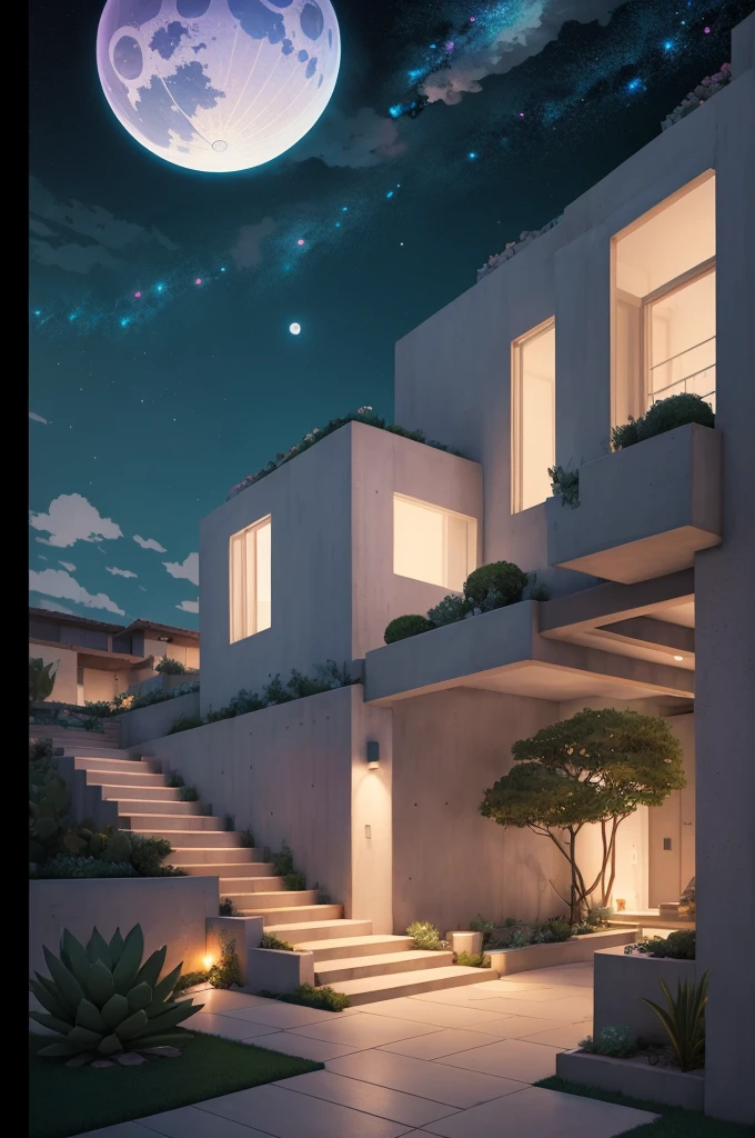 anime (best-quality:0.8), (best-quality:0.8), perfect anime illustration, we've been trying to reach you about your cars extended warranty, An illustration in collage style, with giant boulders, brutalist building sections, terraces, stairs, cacti, agave, concrete texture, multiple geometric shapes, hatch and cross hatching, planet saturn, volcano, moon, Luis Barragán's architectural style build, milky way galaxy, violet, one motorcycle, An illustration in collage style, with giant boulders, brutalist building sections, stairs, cacti, agave, concrete texture, multiple geometric shapes, hatch and cross hatching, planet saturn, volcano, moon, Luis Barragán's architectural style build, reflective pool, terraces. An elegant and modern build, in top of big boulders, with terraces, materials concrete, wood, steel and crystal, various gardens with tropical vegetation, cacti and rocks, stairs, a pool. In middle of sea, a big wave near, sunset, mountains and a volcano in the horizont, cute islands around, illustration format, cute color palette, detailed, masterpiece, award-winning work A 1999 Nissan GTR in Tron form r34 horizonte Lamborghini under a pink and purple sky, an anime drawing by Makoto Shinkai, trending on pixiv, magical realism, beautiful anime scene, cosmic skies. by makoto shinkai, ( ( makoto shinkai ) ), by makoto shinkai, anime background art, style of makoto shinkai