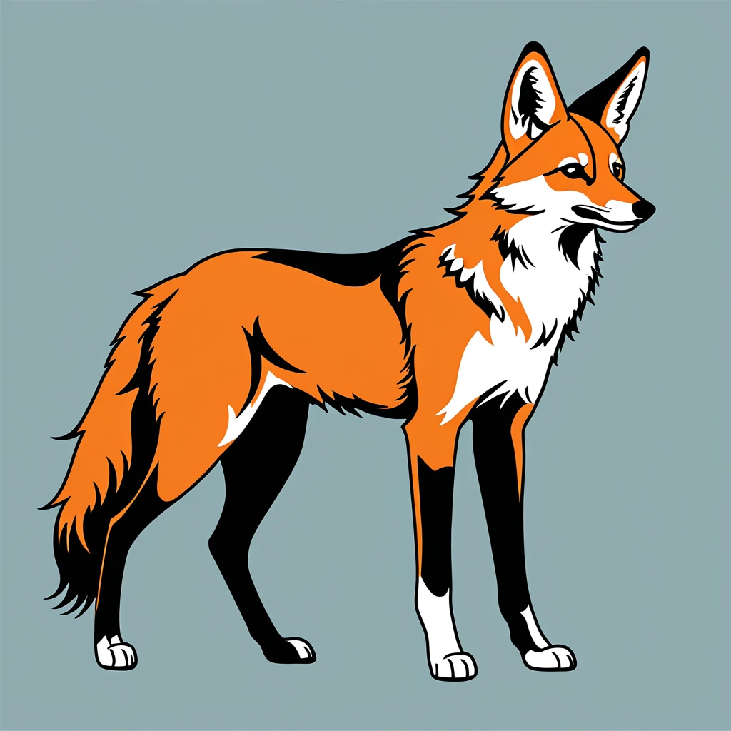 cute maned wolf, illustration, vector graphics, strong contours
