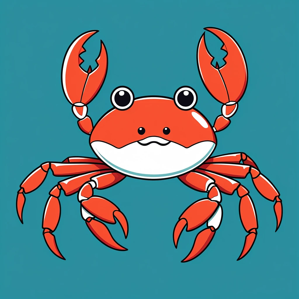 cute crab, illustration, vector graphics, strong contours