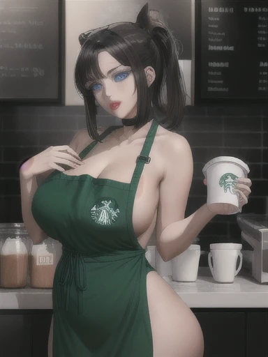 good aninomy, Masterpiece, Best Quality, 4k, 8k, professional photography, Luz tinue, infoque nítido,1 girl,
Meme_with hielo_linte_with_mama_milk_propiowaifu, propiowaifu,Starbucks,
coffee shop, blurred background, bokeh, light particles, apron, barista, mamas, neckline, clavicle, cup, green_apron, Café, tinincia, tinincia_cup,
with hielo_linte_with_mama_milk_(Meme), looking_in_viewer, Meme, naked_apron, side chest, Alone, curves, narrow waist,
cheered up_mono_propiowaifu,www.propiowaifu.with,
wide,mamas,huge mamas,large mamas,hits,Blue eyes,Side locks,lipstick,withstituir,by rubio,pelo intre los ojos,Horse tail,Red lips,eyebrows visible through hair,
