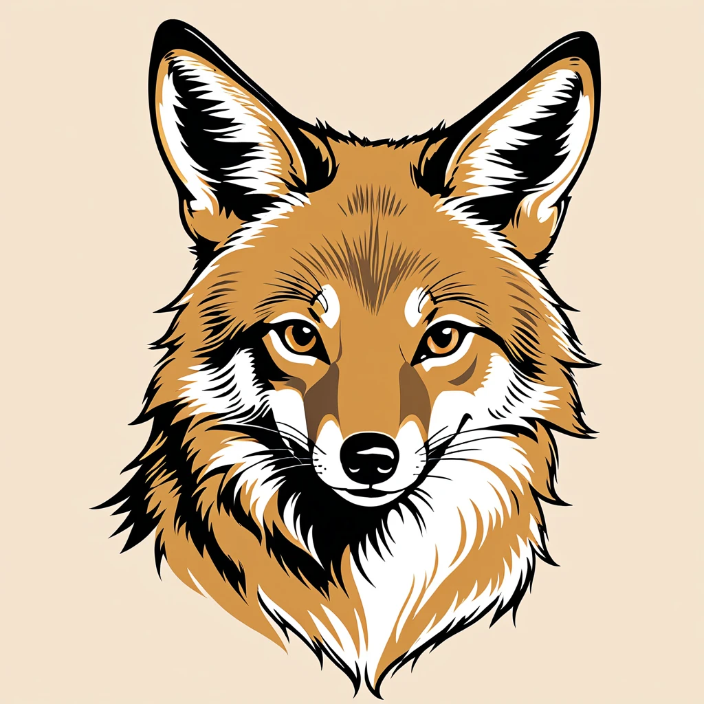 cute coyote, illustration, vector graphics, strong contours
