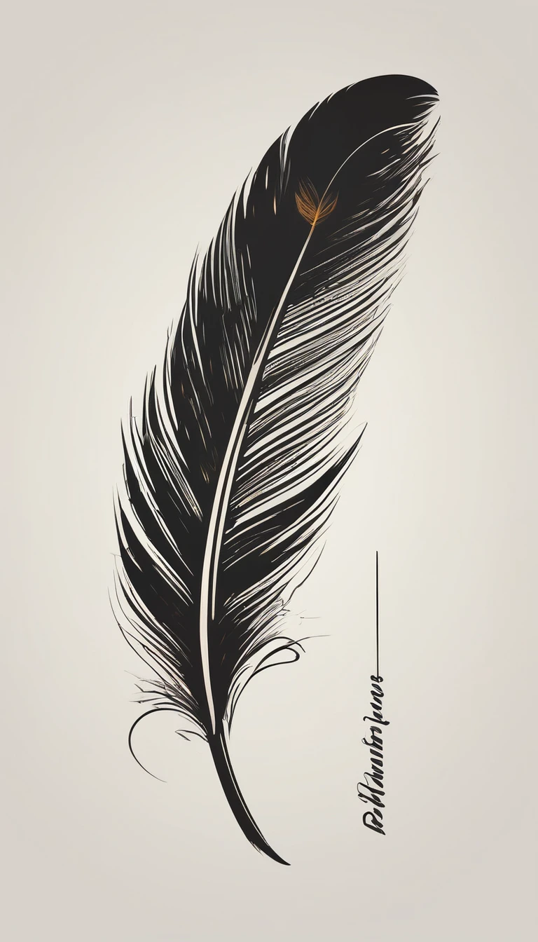 A minimal, modern, simple, cinematic logo design for the brand “Penamemoria". Create a modern, minimalistic, high-quality, logo of a simple, fantastic, hipnotic, dreamy, artistic feather that symbolizes dreams, stories and memories