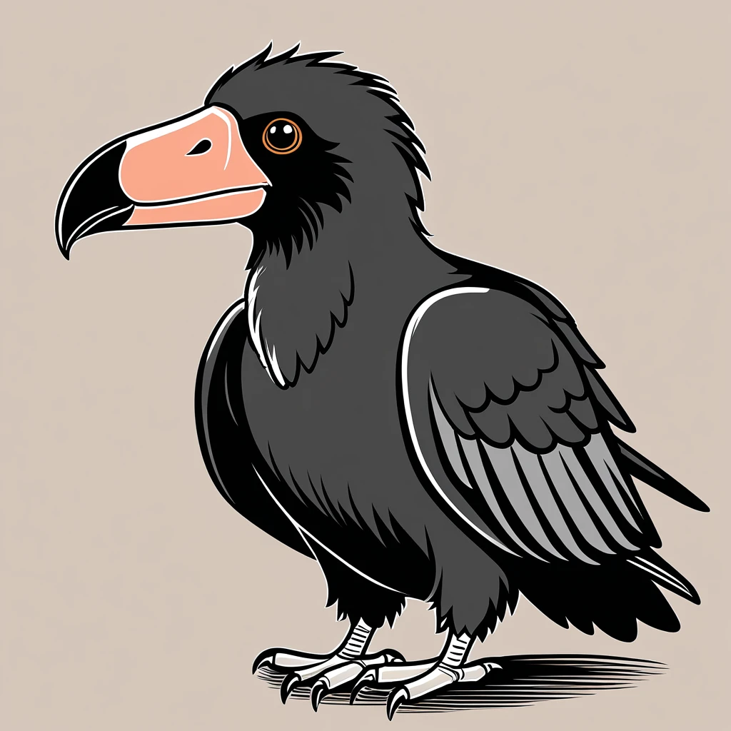 cute condor, illustration, vector graphics, strong contours