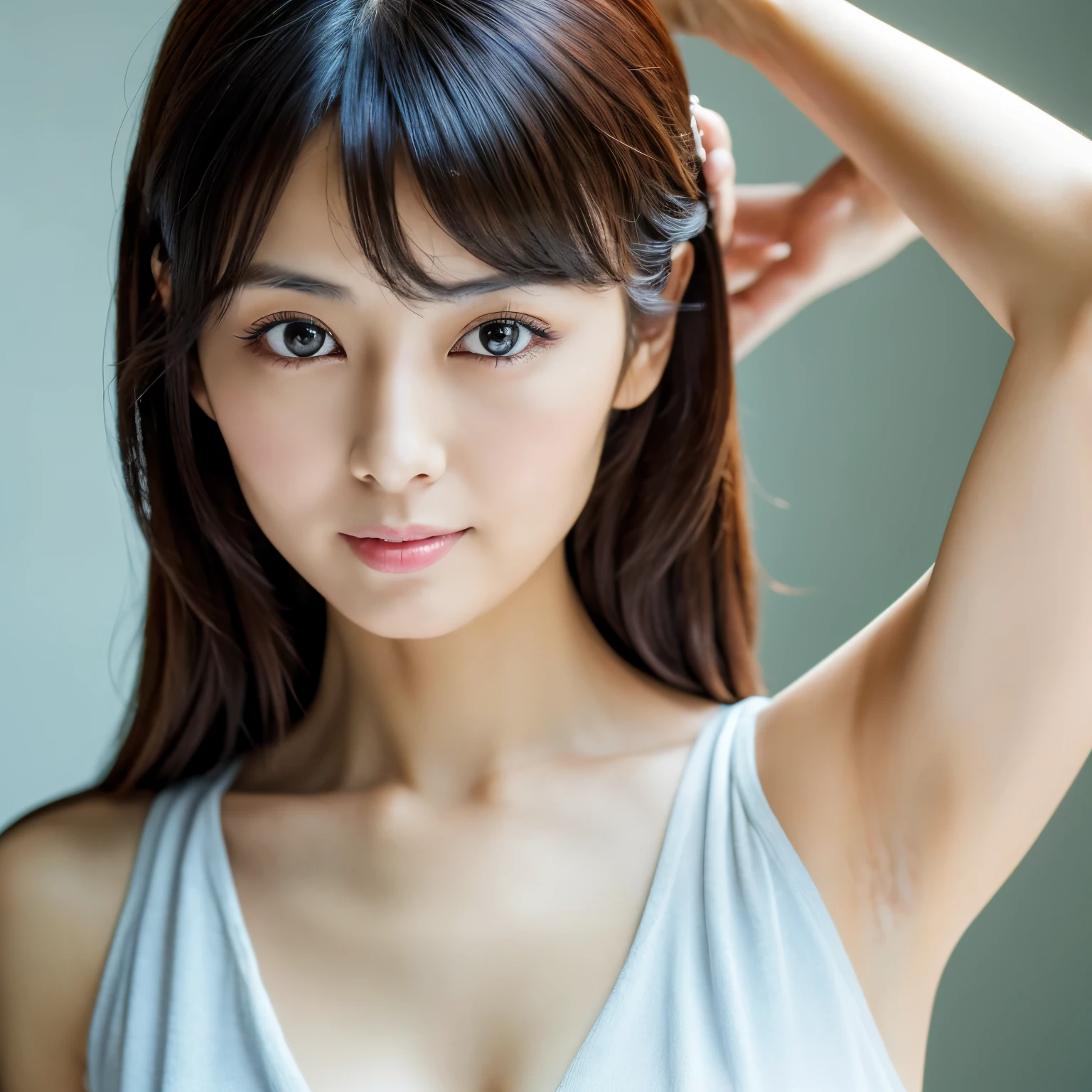 High quality, High resolution, 8K, masterpiece, Skinny Japanese lady, 30 years old, cute face, beautiful face, detailed face, beautiful eyes, detailed eyes, small breasts, very thin waist