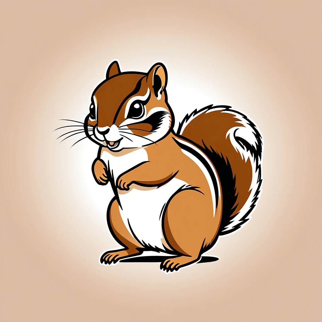 cute chipmunk, illustration, vector graphics, strong contours
