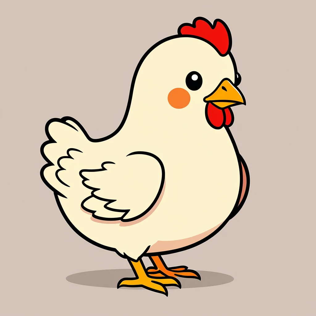 cute chicken, illustration, vector graphics, strong contours