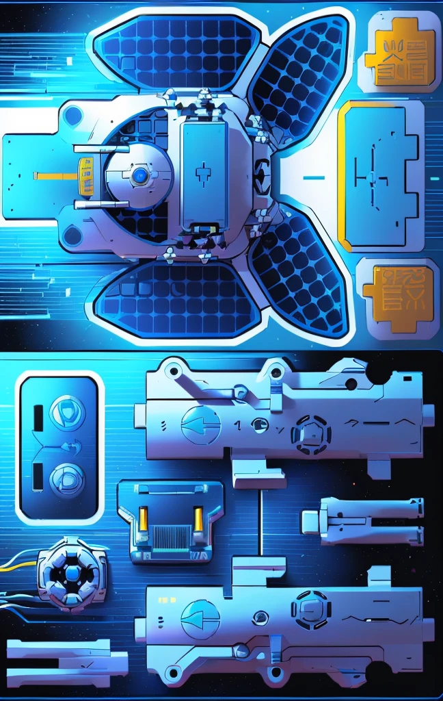 Mecha parts, highly detailed panel cuts, Spacesuit cartoon,Space car cartoon, 融合Mecha parts, highly detailed panel cuts,Plan of a small space station with computers, parts and components, 融合Mecha parts, simple Bionic explosion diagram, Very detailed schematic, Highly detailed toys, cyborg parts and components, Mecha details, Clean lines and flat colors, Mecha parts, Mechanical body, Bionic explosion diagram, Realistic shadow parts, Mechanical parts details