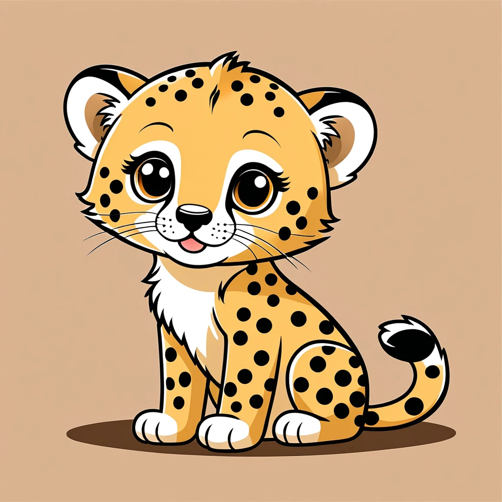 cute cheetah, illustration, vector graphics, strong contours