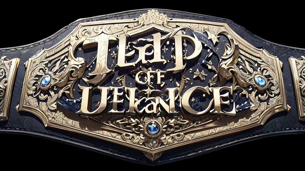 Close-up view of a championship belt with an intricate design, featuring the words "Nap in Peace" in bold, Gothic-style font at the center. The belt is adorned with detailed engravings and surrounded by sparkling gemstones, adding a luxurious and elegant touch. The main colors are gold and black, enhancing the sense of wealth and gravity. The belt's design includes ornate patterns and decorations that give it a majestic and prestigious appearance. The overall atmosphere conveys luxury, elegance, and importance, emphasizing the significance of rest and peace.