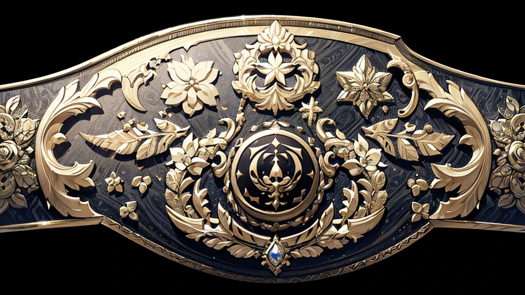 Close-up view of a championship belt with an intricate design, featuring the words "Nap in Peace" in bold, Gothic-style font at the center. The belt is adorned with detailed engravings and surrounded by sparkling gemstones, adding a luxurious and elegant touch. The main colors are gold and black, enhancing the sense of wealth and gravity. The belt's design includes ornate patterns and decorations that give it a majestic and prestigious appearance. The overall atmosphere conveys luxury, elegance, and importance, emphasizing the significance of rest and peace.