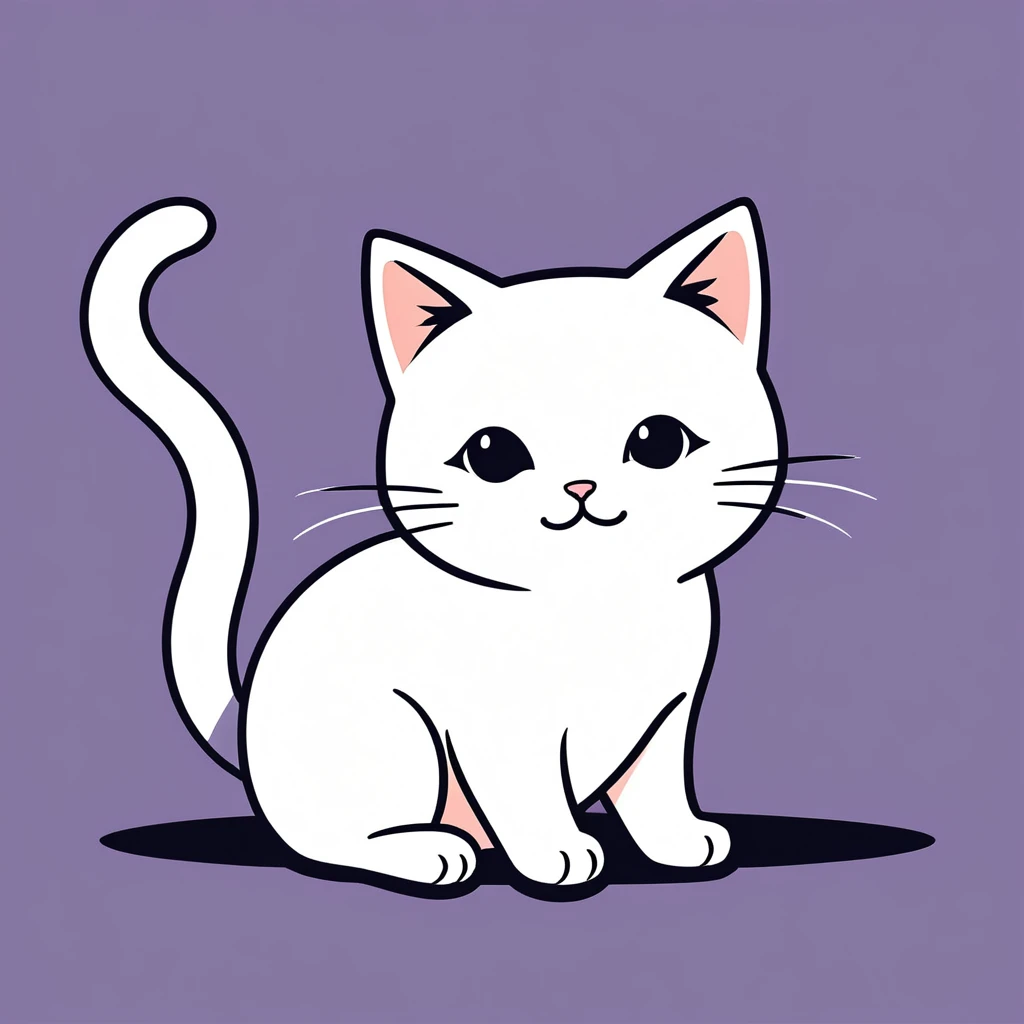 cute cat, illustration, vector graphics, strong contours
