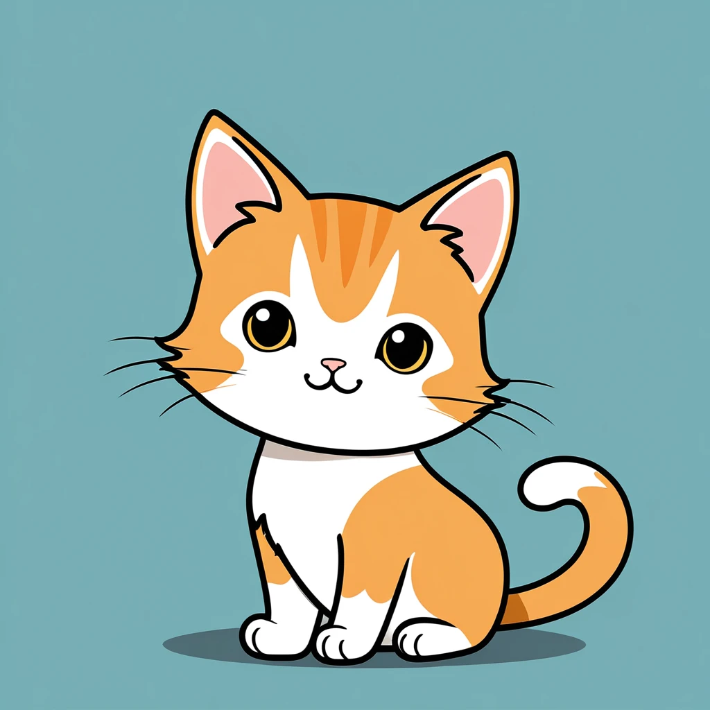 cute cat, illustration, vector graphics, strong contours