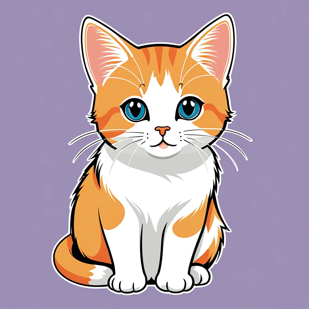 cute cat, illustration, vector graphics, strong contours
