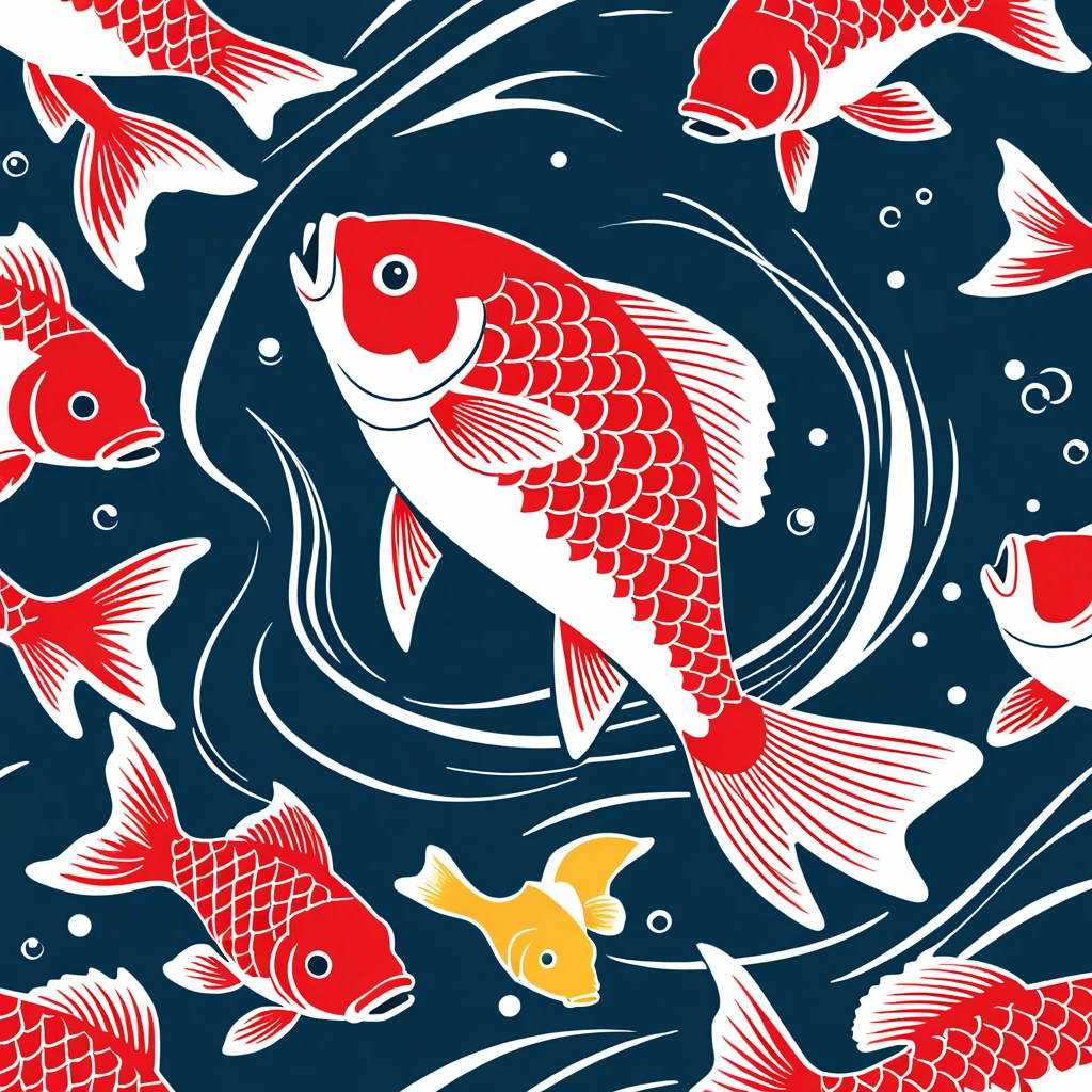 cute carp, illustration, vector graphics, strong contours